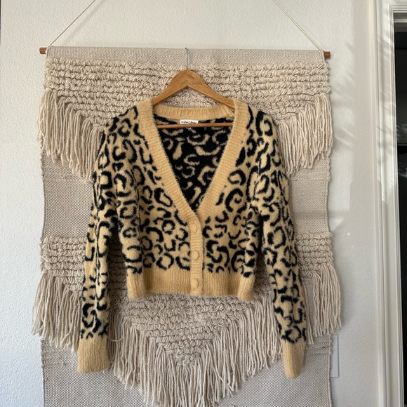 For Love And Lemons Sweaters - For Love & Lemons Angelina Leopard Cropped Cardigan